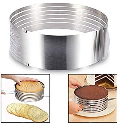 Itian Molde para laminar tartas, rebanador de la rebanada de la torta de la capa del kit de la rebanada de la torta, de acero inoxidable, Cortador ajustable de acero inoxidable para tarta (6- 8Inch)
