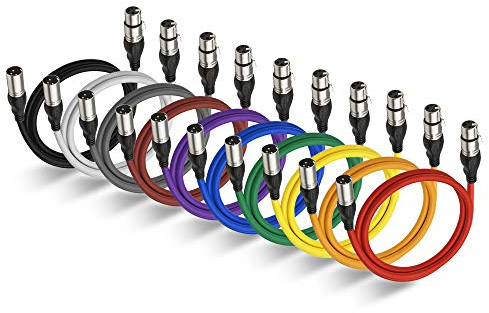 NUOSIYA XLR Kabel 1m 10 Farben XLR Mikrofon Splitterkabel Adapter, 3-Pin XLR Stecker auf Buchse Mikrofonkabel für Mikrofon, Verstärker, Mischpult, Lautsprecher