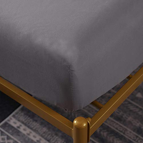 Sticker superb Spannbetttuch Weiß Schwarz Grau Lila Gebürstet Mikrofaser Polyester, Mann Frau Extra-tief Spannbettuch mit 50x70cm Kissenbezug (Grau, 138x190x40cm)