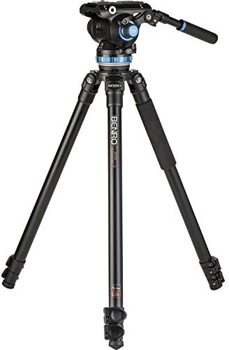 Benro A373F Cabezal S8PRO de Tubo único de Aluminio - Adaptador de Media Bola de 75 mm, 3 Secciones de Patas