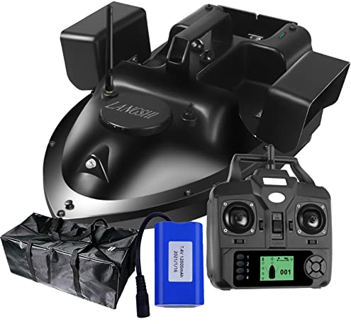 LANGSHI RC Angelköder Boot 500M Entfernung GPS Position Auto Cruise Fernsteuerung Angelköder Boot mit Doppelmotoren, 12000mAh, 40 Positionspunkte