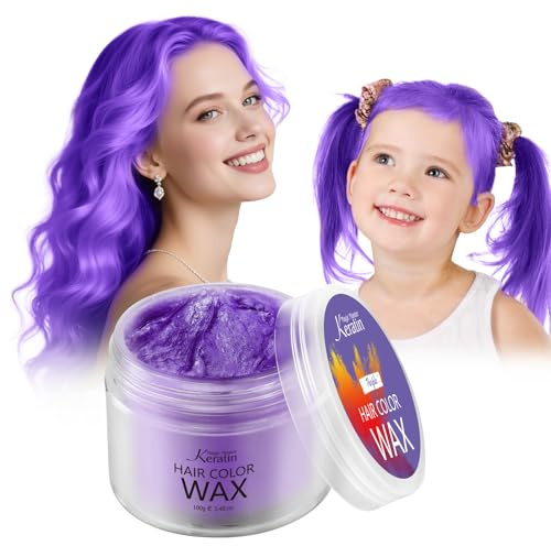 Cire de couleur de cheveux, Magic Master Keratin pommades coiffantes à la cire de cheveux, temporaire pour les cheveux pour hommes et femmes, festival, cosplay et Halloween (Violet)