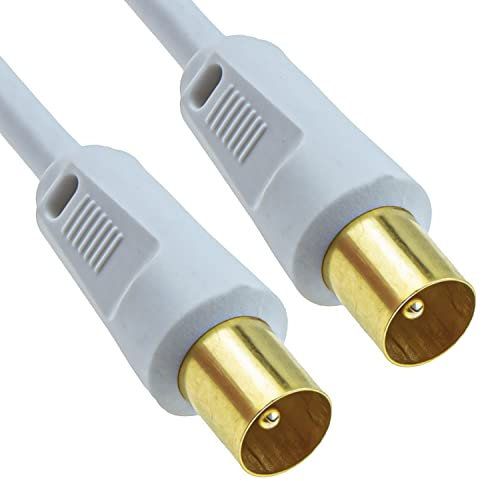 Digital TV Aerial Fly Lead 10m Coaxial Cable, Coax to Coax, Gold-Plated Contacts, High Signa Transferl, Durable, Strong Connection for TV, Satellite, Antenna, Ideal for Home Entertainment Systems