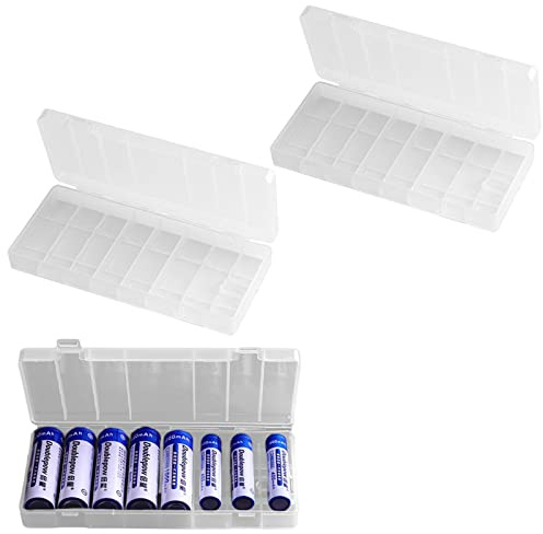 Batteriebox aus Kunststoff,Batterie Schutz Aufbewahrungs,AA/AAA kkubox,Aufbewahrungsbox für Batterien,Aufbewahrungsbox für Batterien,tragbar,für 8 Batterien (Transparent*2 PC)