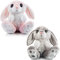 My OLi 18cm Osterhase 2 Stück Plüsch Hase Floppy Ohren Sitting Stofftier Hase Ostergeschenke für Kinder Babys Jungen Mädchen, Grau & Rosa