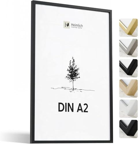 Heimlich® - Marco de fotos - A2 42x59.4 cm, Madera de roble, Negro - Marco para póster mediano - Solo para exhibición en pared
