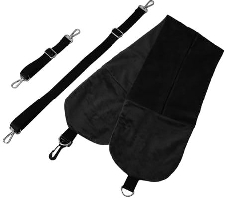 Housse de Coussin de Voyage, Housse de Coussin de Voyage Polyvalente et Portable avec Bandoulière Réglable, Cordons de Serrage pour Vêtements en Peluche (Black)