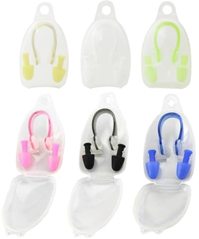 YSJCHEBS 6 Ensembles De Bouchons d'oreilles Pince-Nez, Accessoires D'Entraînement De Natation, Bouchons d'oreilles Pince-Nez en Silicone Souple, Accessoires De Natation pour Adultes Et Enfants