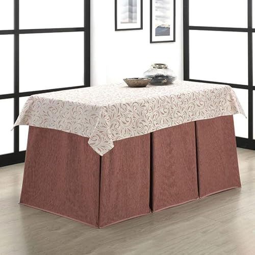 Rufino Díaz Falda Camilla Rectangular Bali Jacquard + Tapete (Rosa - 70x120cm) - Tejido Resistente y Agradable al Tacto Decorar y Proteger tu Mesa