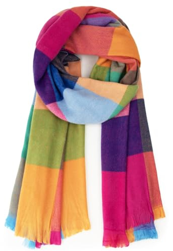 GLAMEXX24 Sciarpa Donna Inverno Morbida Colorata Quadri Sciarpa con Frange Elegante Caldo Poncho Tartan Wrap Maglia Scialle