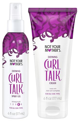 Not Your Mother's Curl Talk Defining Spray Gel and Defining Cream (2-Pack) - Formulated with Rice Curl Complex - For All Curly Hair Types