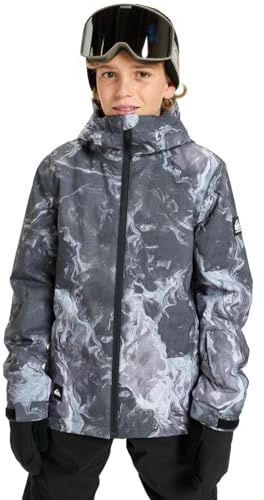 Quiksilver Snow Jacket Mission - Chaqueta estampada para niño, color negro, 6-7 años