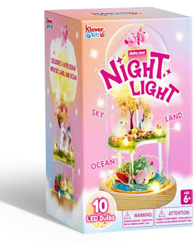 Klever Kits Einhorn-Terrarium-Set für Kinder Basteln Sie Ihr eigenes Einhorn-Nachtlicht Kunst und Handwerk für Kinder im Alter von 6 7 8-12 Jahren