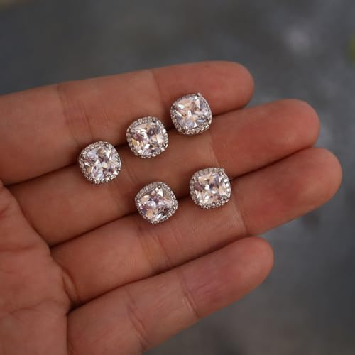 G-RUI Lot de 5 boutons de luxe en zircon cubique de 9 mm pour chemise, vêtements, bricolage, strass, couture, sur tige (CX-084)