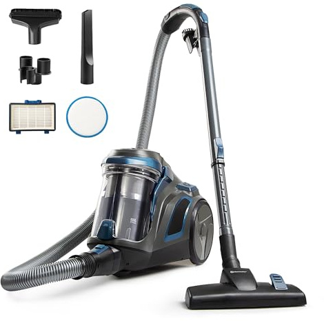 Vacmaster CC0501 Ultra Silent Bagless Canister Vacuum Powerful Cleaner with HEPA Filtration, One-Touch Release Dust Cup, Built-in Dust Tool & Retractable Cord for Low-Pile Carpet and Hard Floor