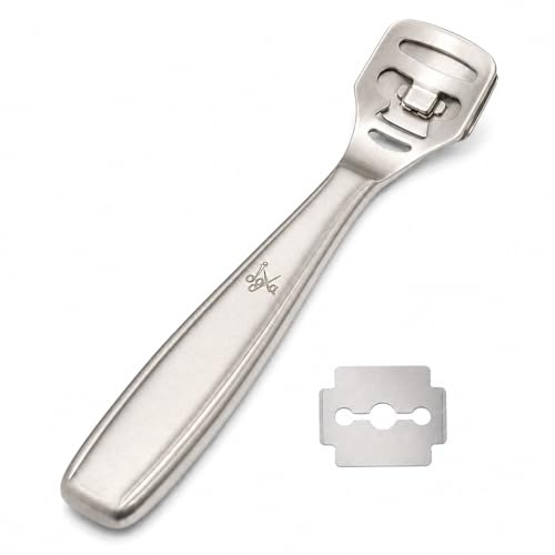 JOYA Cortacallos Profesional de Acero Inoxidable con 1 Cuchilla Alemana – Quita Callos y Durezas para Pies, Removedor Manual de Callosidades, Raspador de Talones para Pedicura