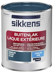 Sikkens - Peinture Laque Extérieure Bois et Fer - Finition tendue, sous-couche intégrée, facile à appliquer - Satin Bleu Vert 0,75 L