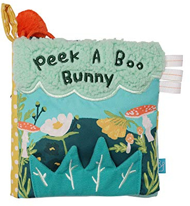 Manhattan Toy Fairytale Peek-a-Boo Soft Activity Crinkle Book for Baby & Toddler with Tethered Bunny Squeaker Small
