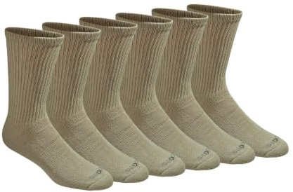 Dickies Men's Dri-tech Moisture Control Crew Socks Multipack, Essential Worker Khaki (6 Pairs), Shoe Size: 5-9