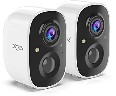 Dzees Outdoor Camera Wireless, 2K Battery Powered WiFi Surveillance Camera for Home Security System with Siren Alarm & Spotlight, Motion Detection, Color Night Vision, IP65 Waterproof Cloud/SD-2-Pack