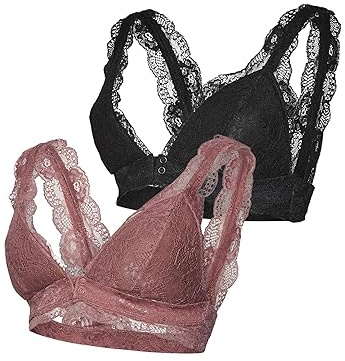 MAMA.LICIOUS Soutien-Gorge en Dentelle Mlsenia 2f 2-p A d'allaitement, Noir/Paquet : Rose décorative, L Femme