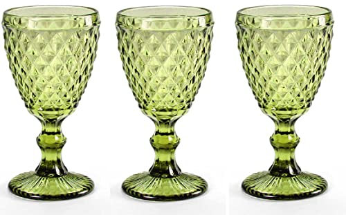 Set 6 calici bicchieri bicchiere acqua 260 ml in vetro colore verde 17 cm GIN-820519