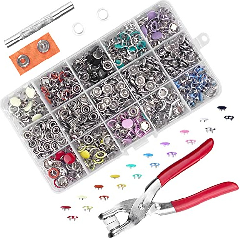 Newpop 200 Kits 10 mm bottoni automatici a pressione con Pinze a Scatto,10 Colori bottoni automatici da cucire con organizer per Bambini da Vestiti, Borse Fai da Te, Giacche, Jeans, Artigianato