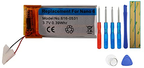 Swark 616-0531, 616-0532 Batterie compatible avec Apple iPod Nano 6 Gen. A1366 Lecteur de musique MP3/MP4 avec outils