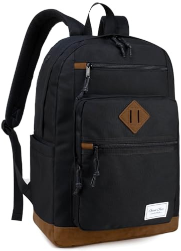 Chase Chic Sac À Dos Homme Femme - Sac D'école Antivol Sac De Ville D'affaires Loisirs Résistant à L'eau Pour College Travail École Voyage Adolescent étudiants 18,8L Noir