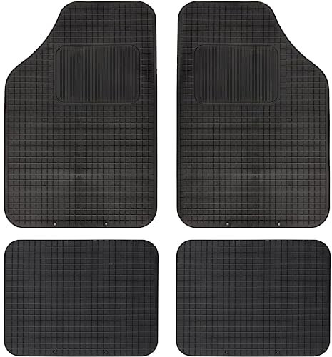 OWIJI Tappetini Auto Gomma Universali Set 4 Pezzi Anteriore e Posteriori Pedali Antiscivolo Abitacolo PVC Plastica