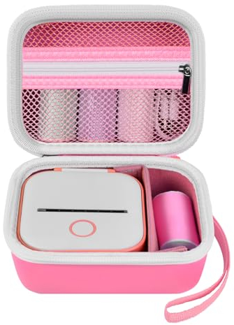 Mini borsa per stampante Memoking T02/per Phomemo M02/M02S/M02 Pro/Q30S/ per stampante Ponek Mini Pocket, supporto portatile per stampante adesiva per carta e cavo USB, valigetta solo (rosa)
