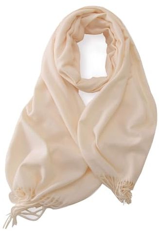KARMA.DIEM Sciarpa Donna Invernale e Uomo – Cashmere & Merino Touch – Morbida, Calda e Grande – Sciarpone Invernale XXL 180x65cm – Pashmina Elegante per Cerimonia e Regalo (Avorio)