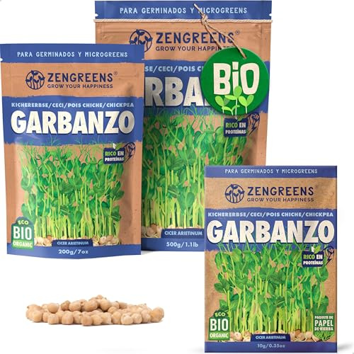 ZenGreens® - Graines de pois chiche bio - Choisissez entre 10g, 200g et 500g - Graines de pois chiche avec un taux de germination supérieur à 97% - Microgreens