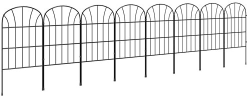 Outsunny Lot de 8 clôtures de jardin décoratives, bordures en métal noir avec ornements - 264 x 61 cm noir