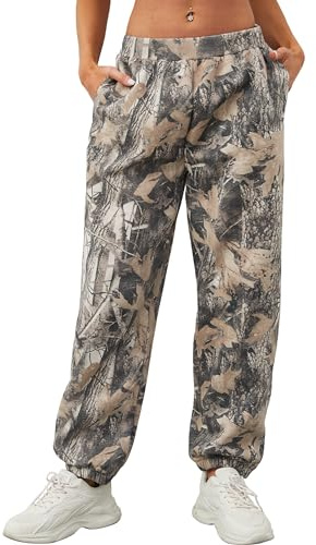 Eutten Women's Baggy Camo Sweatpants High Waisted Fleece Joggers Pants Fitted Sweat Pants with Pockets