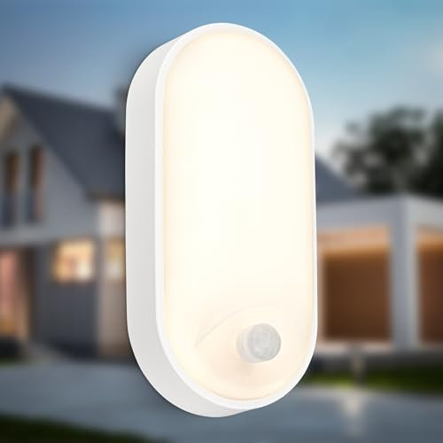 BRILONER - Lampada da parete a LED per esterni IP65 con rilevatore di movimento, portata fino a 6 m, rilevamento a 100 gradi, lampada da esterno, 22x10,5x6 cm, bianco
