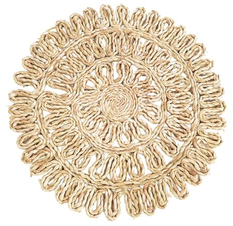 MEAKTSMI Hermoso panel de mimbre de hierba, adornos únicos, platos de ratán, decoración de pared, paja, ratán, decoración de cesta redonda