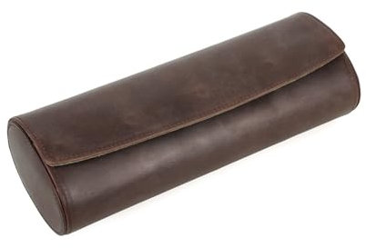 Custodia da viaggio for 4 rotoli di orologi - Scatola for rotoli di orologi da uomo in pelle fatta a mano - Rotolo di orologi da viaggio con protezione in velluto - Organizer for rotoli di orologi