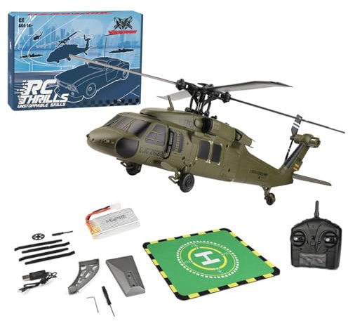 BuildCubes WL K170 Black Hawk UH-60L RC Helicopter for Adults - 2.4G 4CH Flybarless 6-Axis Gyro Military Toy Gift -RTF