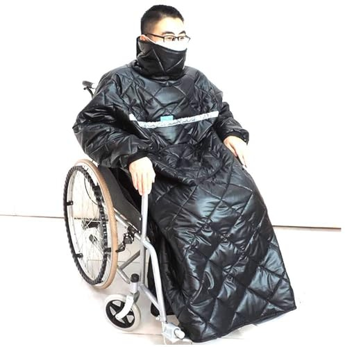 HUTRADE Abrigo-Manta para Silla De Ruedas Impermeable Y Cortavientos Cómoda Funda De Cuerpo Completo con Capucha Y Mangas, Ideal para Invierno Y Lluvia