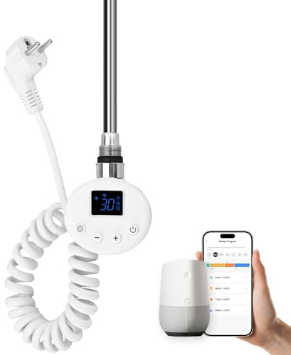 EMKE Barra riscaldante con termostato per termosifoni da bagno, 1200 W, cartuccia di riscaldamento intelligente WiFi, in acciaio inox, per radiatori, scaldasalviette, scaldasalviette, elettrico