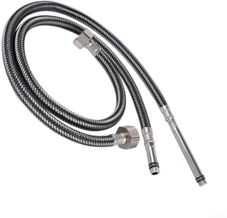 Tuyau de robinet en acier inoxydable de 2 m, pour eau chaude et froide, noyau triple couche, raccords à 4 points, compatible avec les appareils de cuisine et de salle de bain (acier noir)