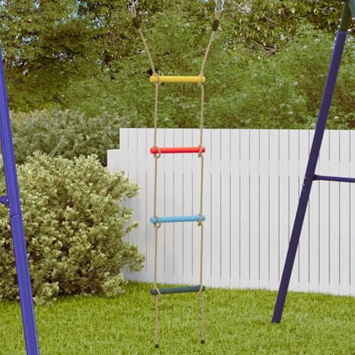 GeenYuu Escalera de cuerda para niños con 4 peldaños de plástico PE multicolor, 161,5 cm, juguete de jardín para estructura de escalada, columpio, exterior, parque infantil, red de escalada