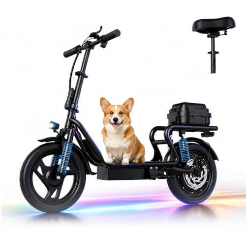 H1L Electric Scooter, 14 Electric Scooters Adult with 500W Motor and 30KM Long Range, 25KM/H Top Speed, Rear Disc Brake & Front Fork Suspension, Folding E Scooter with LCD Display, Max Load 120KG