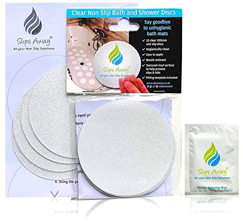Non Slip Bath Mat Shower Stickers adhesive non rubber (10 Large Clear Discs)