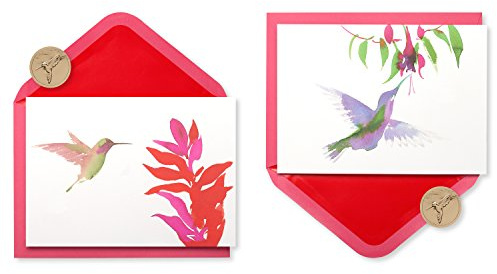 Papyrus Watercolor Hummingbird All Occasion Cards with Envelopes & Signature Seals, Blank Inside for Personalized Message (12-Count)
