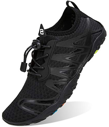 WateLves Water Shoes Mens Womens Barefoot Beach Swim Shoes Quick-Dry Aqua Socks Pool Shoes for Surf Yoga Water Aerobics (All Black, 36)