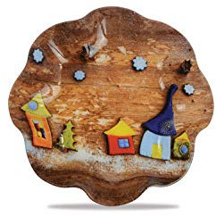 Riffelmacher & Weinberger - Glasteller Bunte Häuser, 1 Stück, verschiedene Größen, mehrfarbig, Plätzchenteller aus Glas, Servierteller, Kekse, Weihnachten, Advent, Lebkuchen, Nikolaus, St. Martin