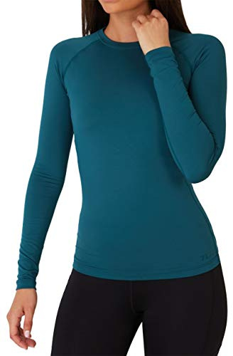 TCA Super Thermal Top Women - Ladies Thermal Vest - Thermals Womens - Ski Base Layer Women - Workout Tops for Cold Weather - Atlantic Deep, M
