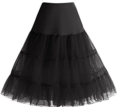Bbonlinedress Black Petticoat Skirt 1950s Vintage Underskirt Crinoline Slips for Women Rockabilly Black M